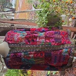 Boho Eclectic Multi-print Multicolor Open Front Lightweight Blazer Size XL